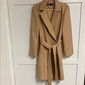 Zara Women's Tan Belted Trench Coat